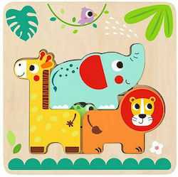 Wooden Kids Peg Puzzle Άγρια Ζώα for 1+ Years 7pcs Tooky Toys