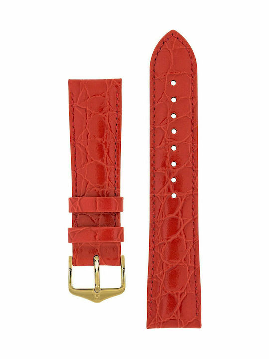 Hirsch Crocograin Leather Strap Red 18mm