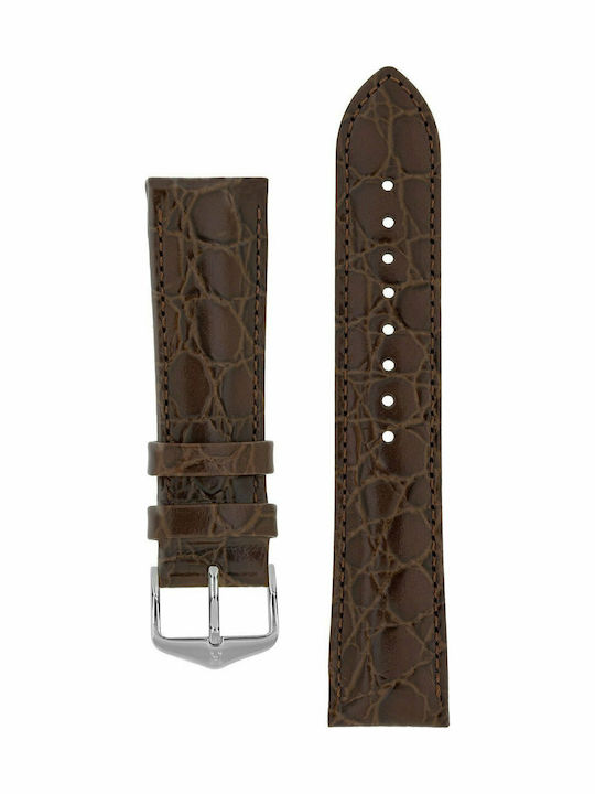 Hirsch Crocograin Leather Strap Brown 18mm
