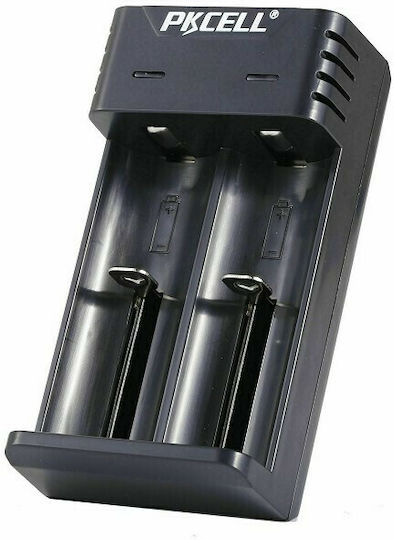 Pkcell PK-8221 USB Ladegerät 2 Batterien Li-Ion Größe 18650/16340/26650/14500