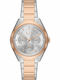 Armani Exchange Γυναικείο Ρολόι 38mm Χρονογράφος Μπαταρίας με Μεταλλικό Μπρασελέ Ασημί/Ροζ χρυσό