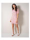 Only Summer Mini Dress Wrap with Ruffle Pink