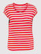Only Women's T-shirt Striped Red
