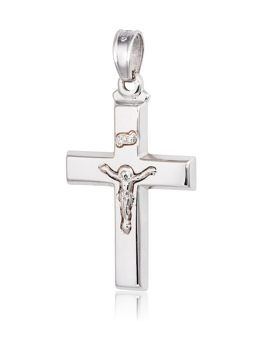 Skaras Jewels Men's White Gold Cross 14K with the Crucified