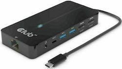 Club3D USB-C Stație de andocare cu HDMI 4K PD Ethernet și conexiune 2 monitoare Negru (CSV-1595)
