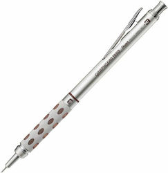 Pentel Graphgear 1000 Mechanischer Bleistift zum Zeichnen Metallisch 0.3mm mit Radiergummi Silber