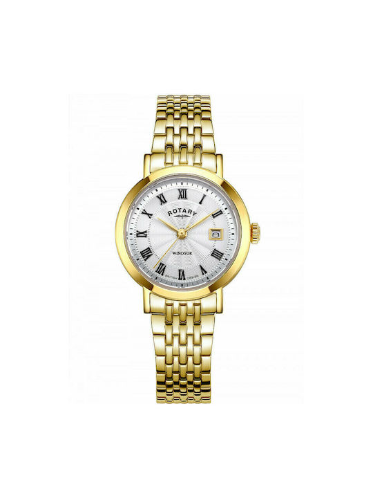 Rotary Windsor Uhr mit Gold Metallarmband