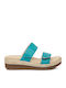 Leather Women's Flat Sandals Anatomic in Green Color
