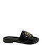 Leather Women's Flat Sandals in Black Color