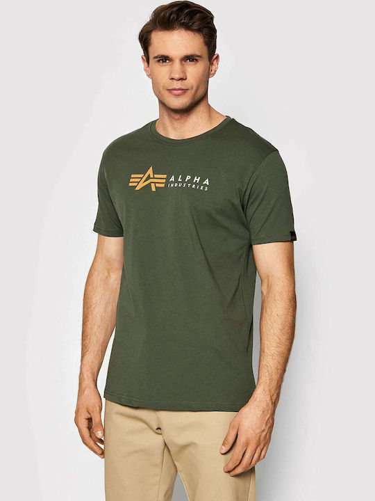 Alpha Industries T-shirt Bărbătesc cu Mânecă Scurtă Kaki