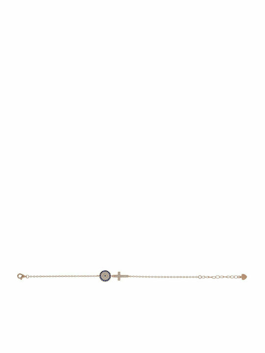 Prince Silvero Bracelet Chain with Cross design made of Silver Gold Plated with Zircon