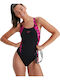 Hyperboom Splice Muscleback Athletic One-Piece Swimsuit Black/Fuchsia