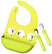 Kidsme Wasserdicht Lätzchen Silikon mit Taste & Tasche Lime für 6 m+ 3Stück