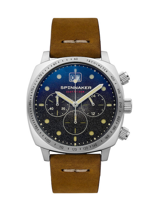 Spinnaker Men's Watch 42mm Chronograph Battery with Brown Leather Strap
