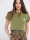 Funky Buddha Damen Sommer Crop Top Baumwolle Kurzarm Cactus