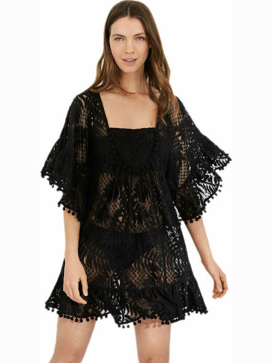 Ysabel Mora Damen Mini Kleid Strand Schwarz