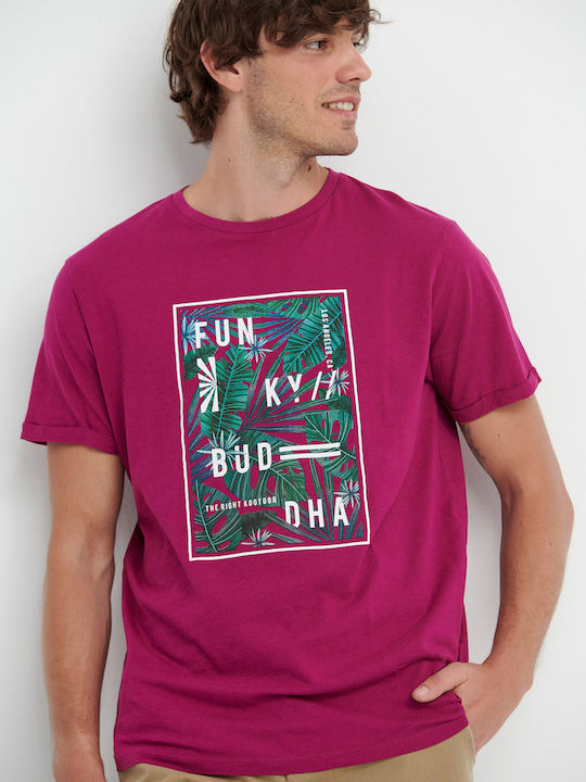 Funky Buddha Ανδρικό T-shirt Κοντομάνικο Berry