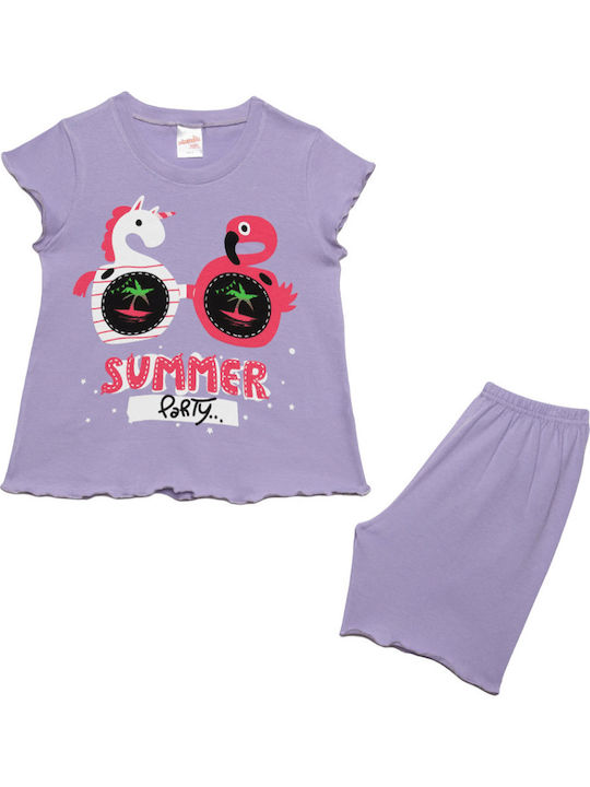 Minerva Kinder Schlafanzug Sommerlich Flieder Summer Party