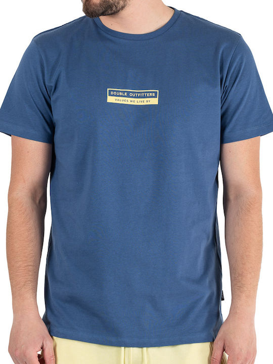 Rebase Ανδρικό T-shirt Indigo με Στάμπα