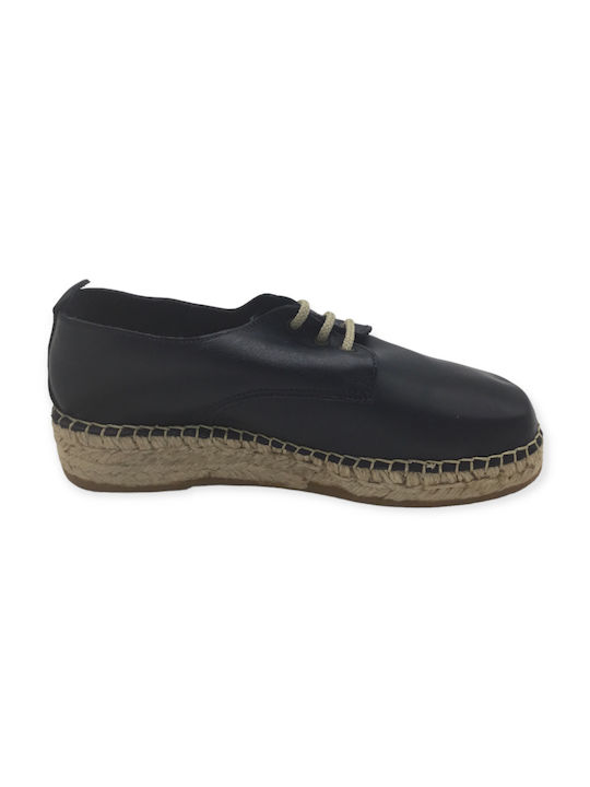 Adam's Shoes 673-111 Women's Leather Espadrilles Navy Blue