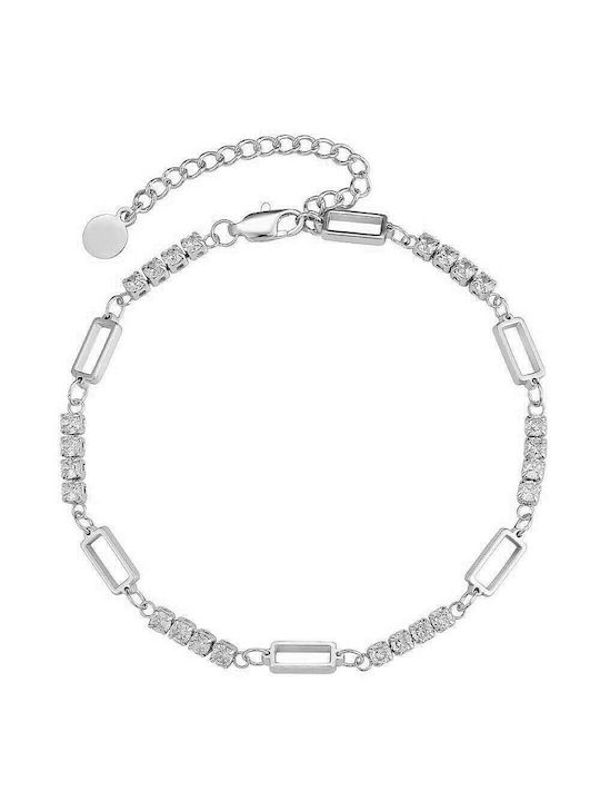 Square Anklet Ασημί Από Ανοξείδωτο Ατσάλι