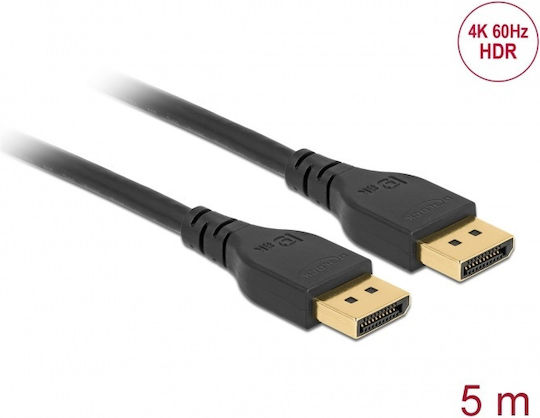 DeLock Кабел DisplayPort мъжки - DisplayPort мъжки 5м Черен (85912)
