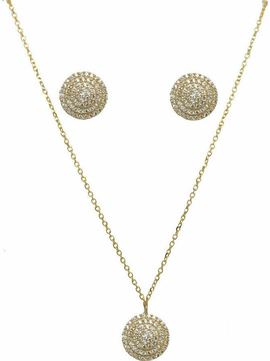 Mertzios.gr Комплект с Колие & Обеци от Злато 14K с Камъни