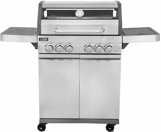 Thermogatz GS Grill View Ψησταριά Υγραερίου Μαντεμένιας Σχάρας 70x42εκ. με 5 Εστίες 18kW και Πλαϊνό Μάτι 2.5kW