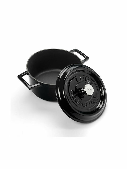 Lava Oală adâncă din fontă 2.82lt / 20cm Μαύρη