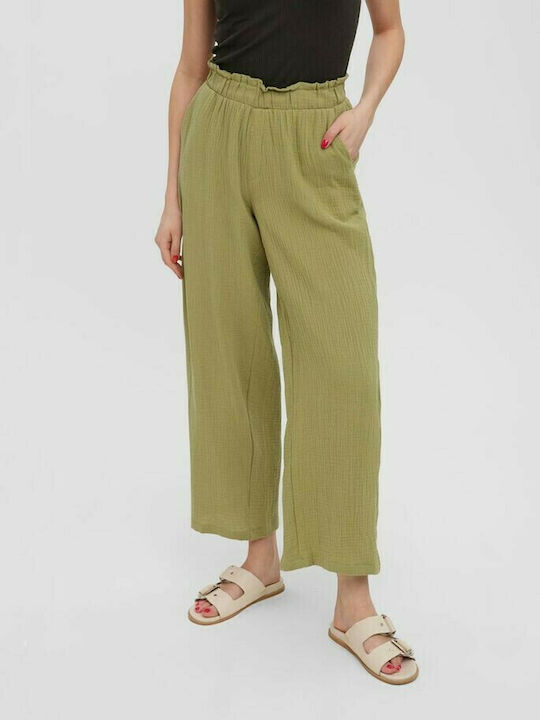 Vero Moda Women's Fabric Trousers in Wide Line Sage