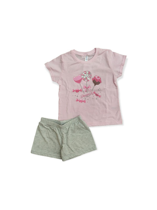 Dreams by Joyce Set Top & Bottom Kids Summer Cotton Pyjamas Pink