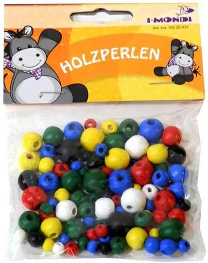 I-Mondi Wooden Craft Beads Multicolor 90pcs Wooden Beads Various Colors 6mm / 8mm / 10mm / 12mm