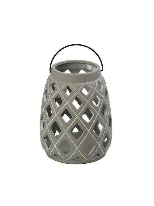 Espiel Lantern Ceramic Tabletop Gray 17.5x17.5x22εκ. 1pcs