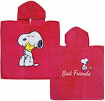 Stamion Snoopy Best Friend Детска плажна пончо Червен 100 x 50см.