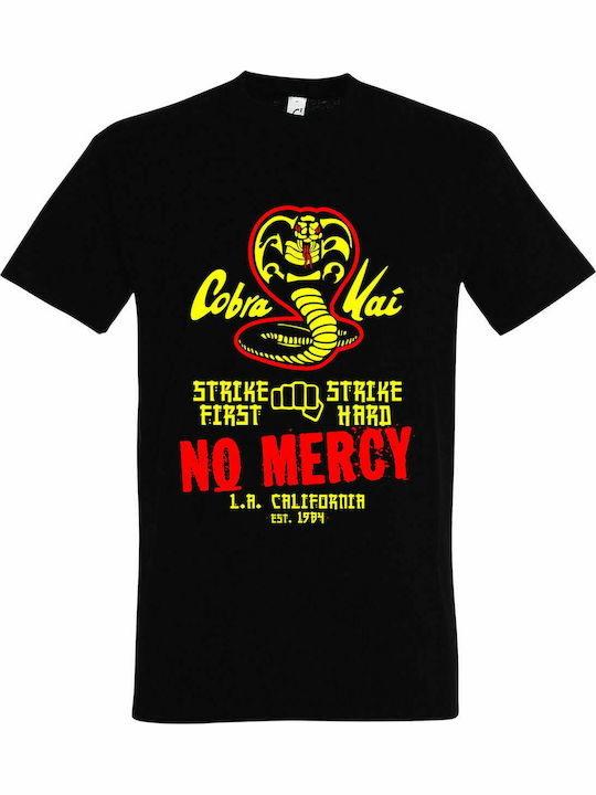 Unisex T-shirt, " Cobra Kai No Mercy La California SUA ", Negru