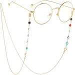 Hurtel Eyeglass Chain with Colorful Stones in Gold color