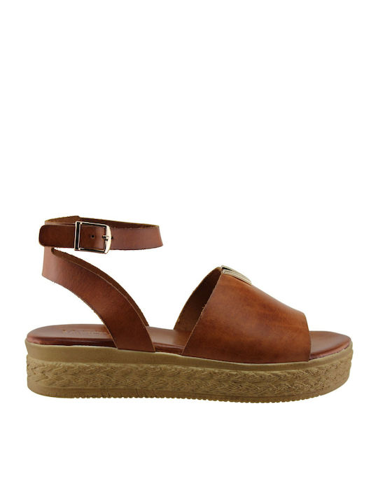 Sandale Casual pentru Femei din Piele Flatforme Tabac