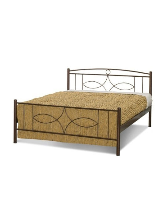 Σέριφος Κρεβάτι Ημίδιπλο Μεταλλικό Χαλκόμαυρο με Τάβλες για Στρώμα 110x190cm