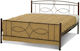 Serifos Pat Dublu Metalic Halicomavro cu Lamele & Saltea 150x200cm