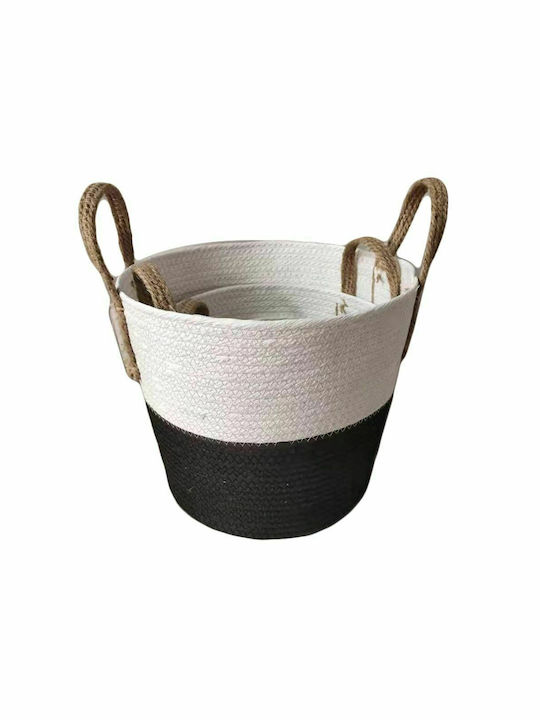 JK Home Decoration Σετ Διακοσμητικά Καλάθια Ψάθινα με Χερούλια Μαύρο 3τμχ