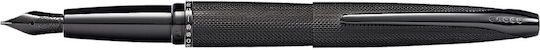 Cross ATX Writing Pen Medium Black made of Steel with Black Ink and with 1 Replacement Nibs