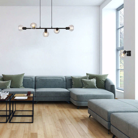 Rabalux Sullivan Pendant Light Black Rail for 5 Bulbs E27 83x83cm