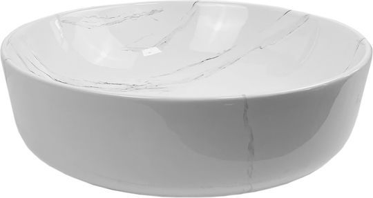 Gloria Tempo Marmo Επικαθήμενος Νιπτήρας Πορσελάνης 42x42x14cm Grey