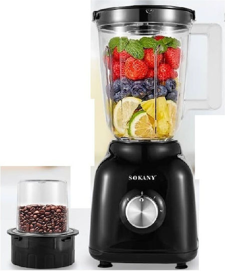 Sokany Μπλέντερ με Πλαστική Κανάτα 1.5 lt 500W Μαύρο SK-168