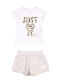 Kids' Set with Shorts Summer 2pcs White Wildflower