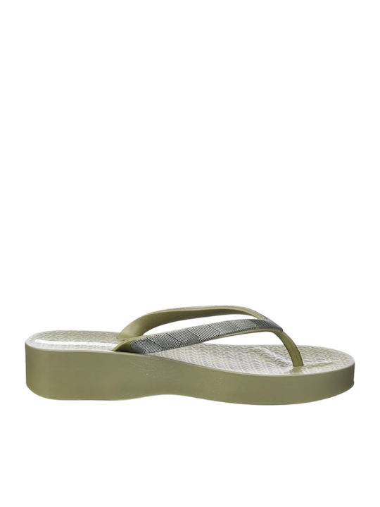 Mesh VII Frauen Flip Flops mit Plattform in Khaki Farbe