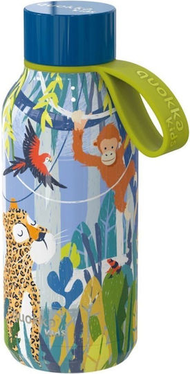 Quokka Jungle Stainless Steel Kids Water Bottle Dinosaurs Thermos with Screw-on Cap Non Spill 330ml (Various Designs/Colours)