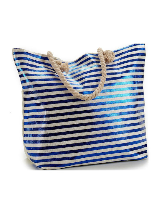 BigBuy Stoff Strandtasche Blau