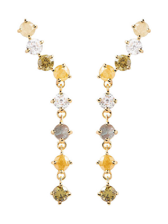 P D Paola Panorama Earrings made of Silver Gold Plated with Stones