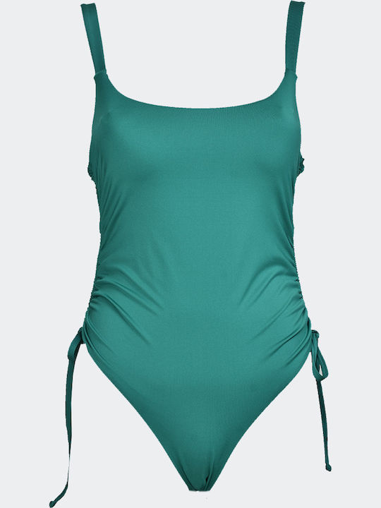 One-Piece Swimsuit with Padding & Open Back Green